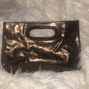 Michael Kors Berkley python metallic clutch *new